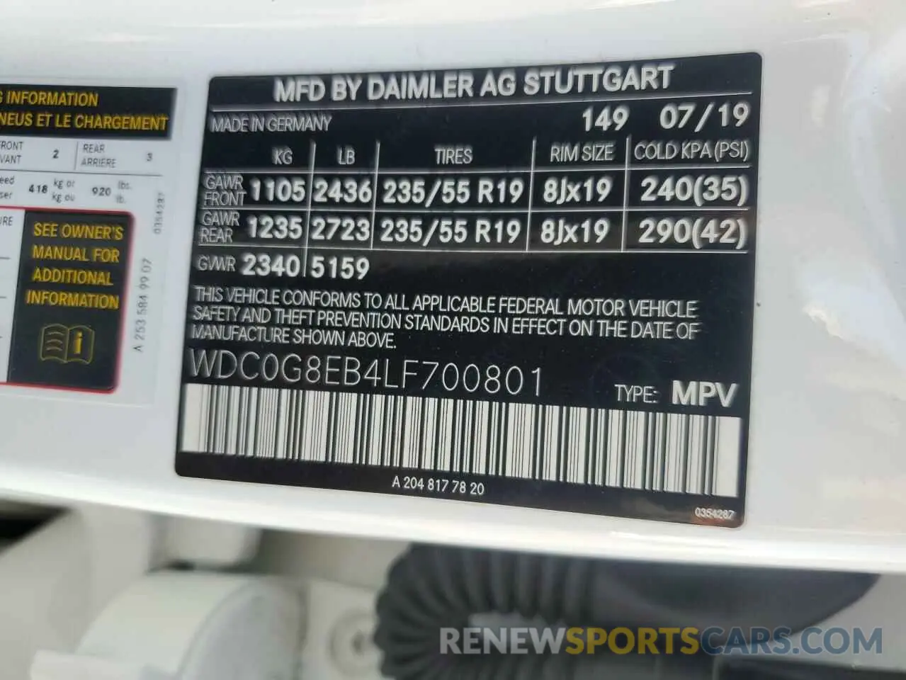 14 Фотография поврежденного автомобиля WDC0G8EB4LF700801 MERCEDES-BENZ GLC-CLASS 2020