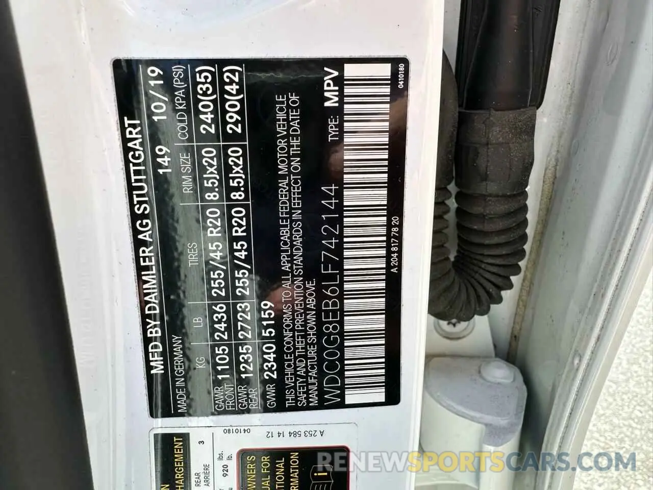 10 Photograph of a damaged car WDC0G8EB6LF742144 MERCEDES-BENZ GLC-CLASS 2020