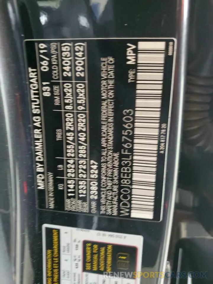 13 Фотография поврежденного автомобиля WDC0J8EB3LF675603 MERCEDES-BENZ GLC-CLASS 2020