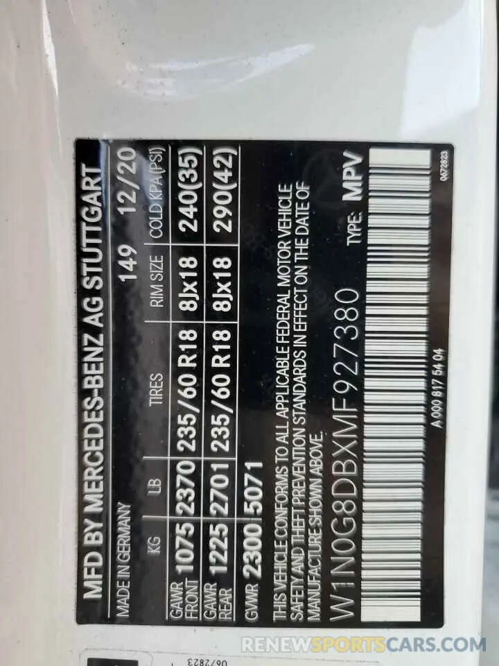 13 Фотография поврежденного автомобиля W1N0G8DBXMF927380 MERCEDES-BENZ GLC-CLASS 2021