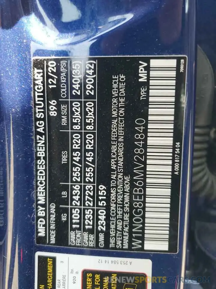 13 Фотография поврежденного автомобиля W1N0G8EB6MV284840 MERCEDES-BENZ GLC-CLASS 2021