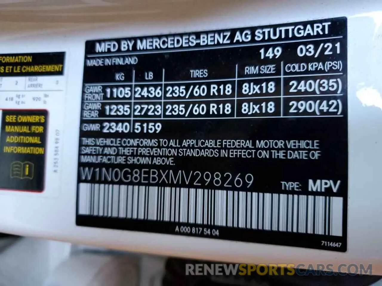 10 Photograph of a damaged car W1N0G8EBXMV298269 MERCEDES-BENZ GLC-CLASS 2021