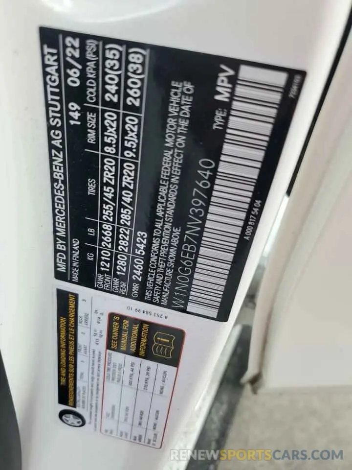 14 Фотография поврежденного автомобиля W1N0G6EB7NV397640 MERCEDES-BENZ GLC-CLASS 2022