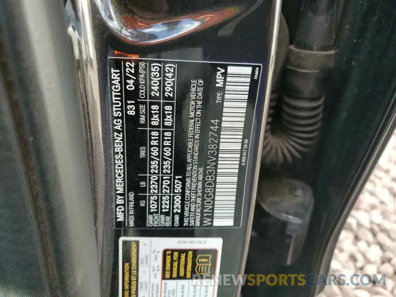 12 Фотография поврежденного автомобиля W1N0G8DB3NV382744 MERCEDES-BENZ GLC-CLASS 2022