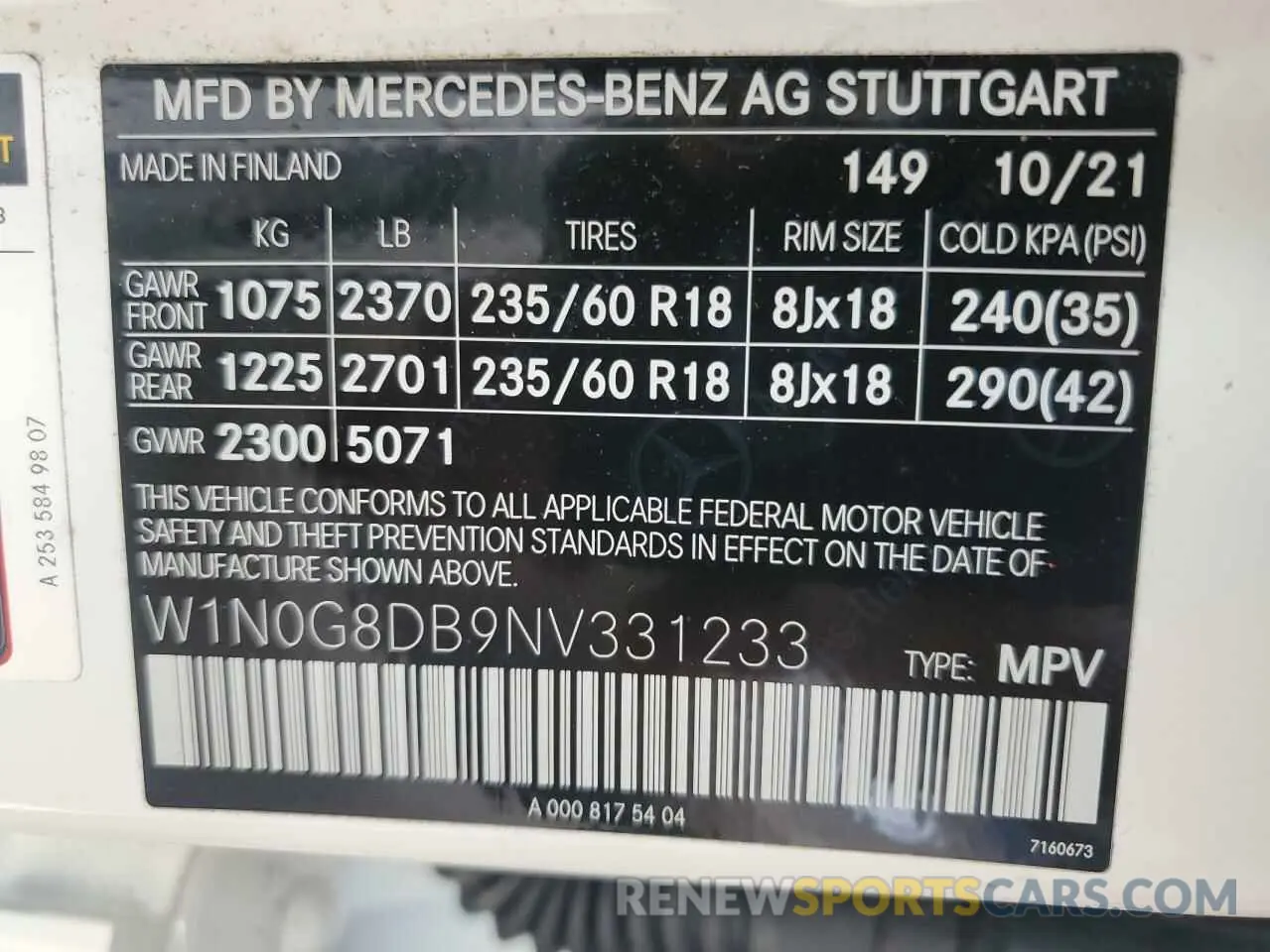 13 Photograph of a damaged car W1N0G8DB9NV331233 MERCEDES-BENZ GLC-CLASS 2022