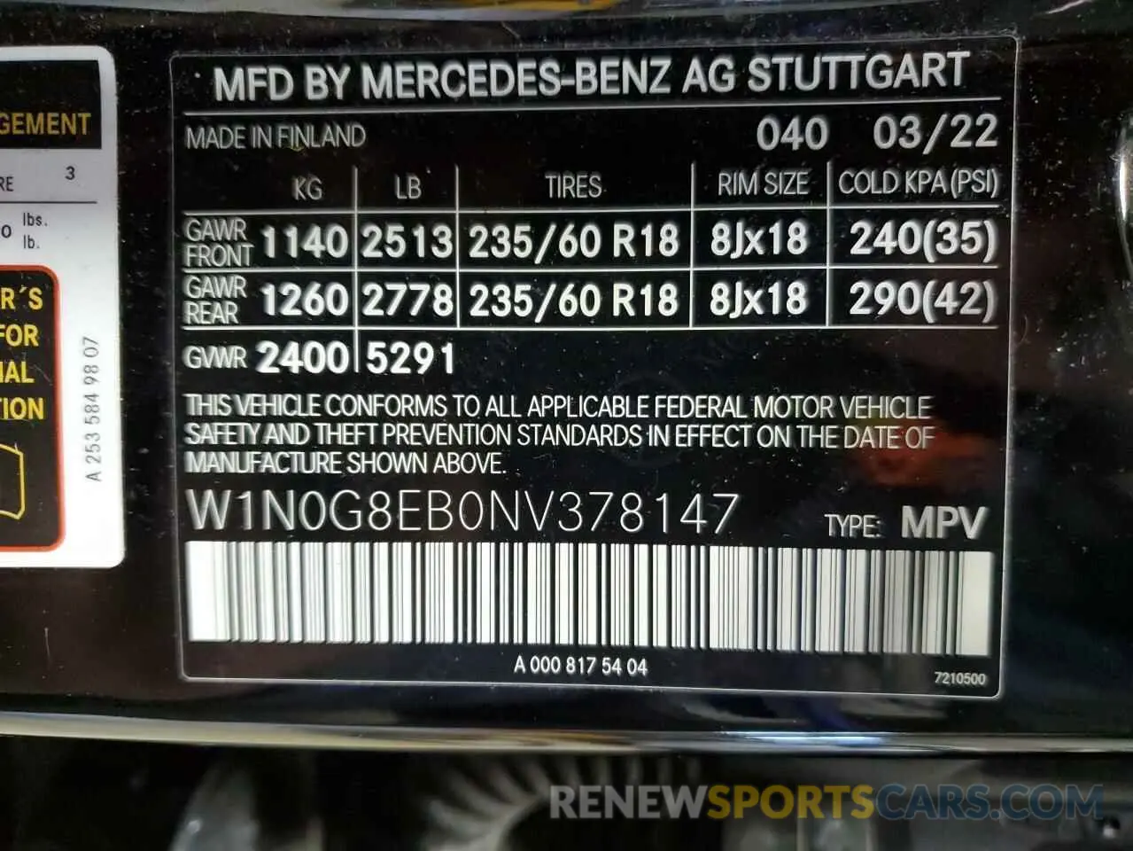 15 Photograph of a damaged car W1N0G8EB0NV378147 MERCEDES-BENZ GLC-CLASS 2022