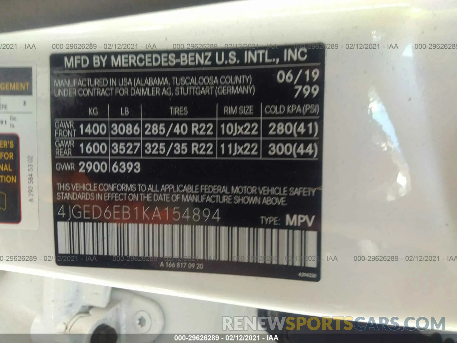 9 Photograph of a damaged car 4JGED6EB1KA154894 MERCEDES-BENZ GLE 2019