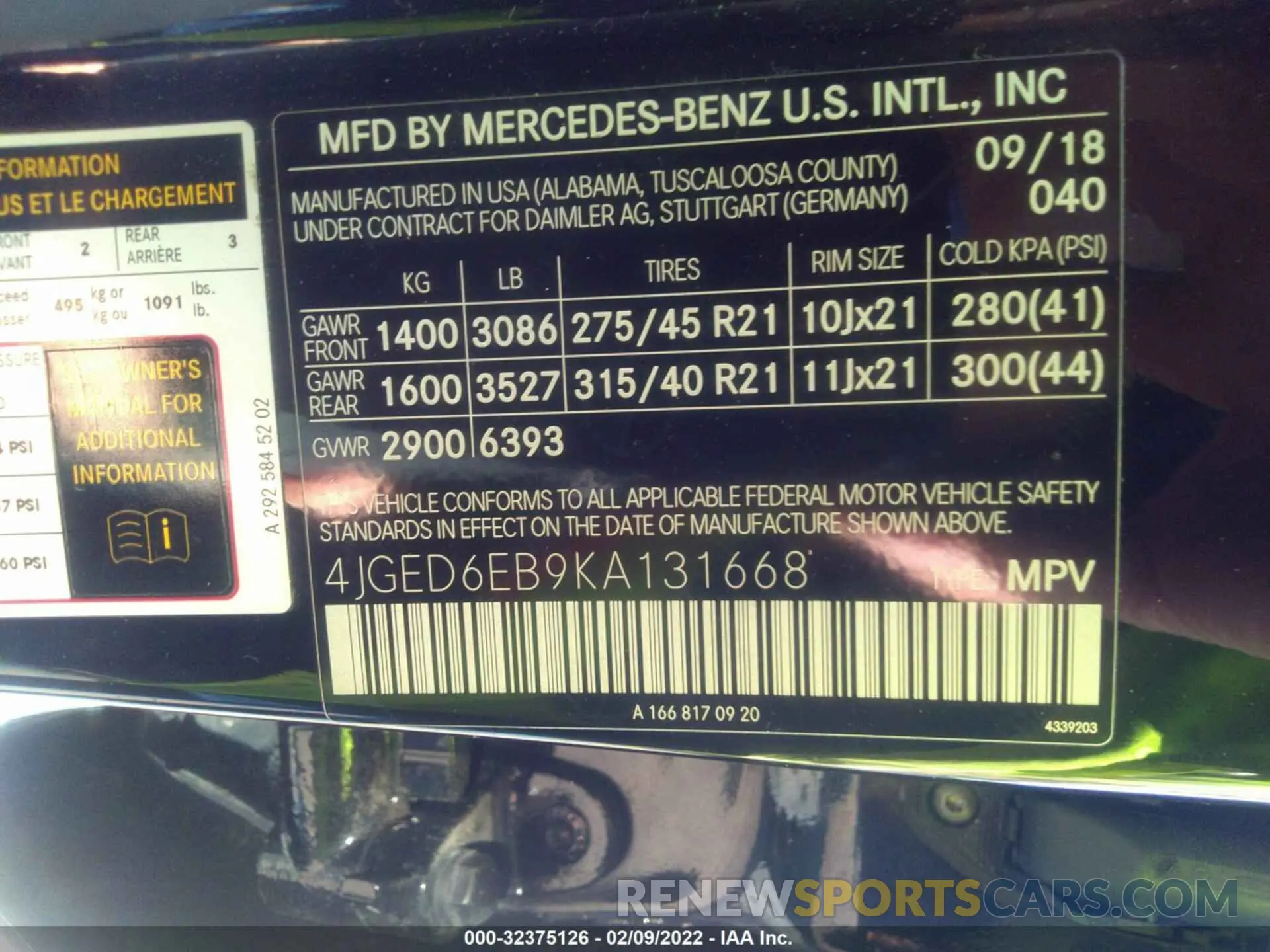 9 Photograph of a damaged car 4JGED6EB9KA131668 MERCEDES-BENZ GLE 2019