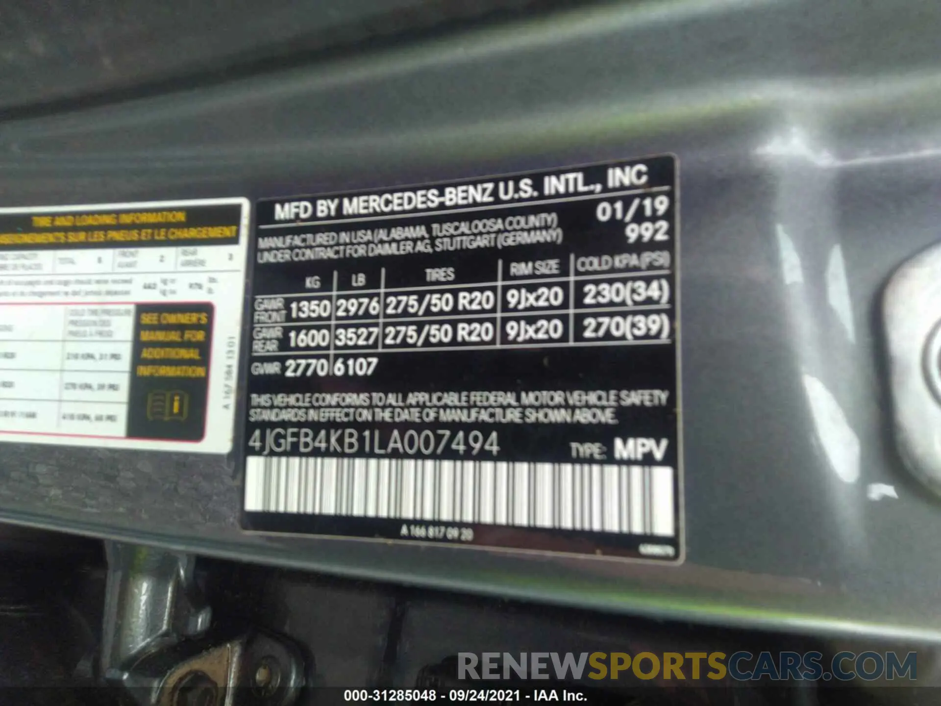 9 Photograph of a damaged car 4JGFB4KB1LA007494 MERCEDES-BENZ GLE 2020