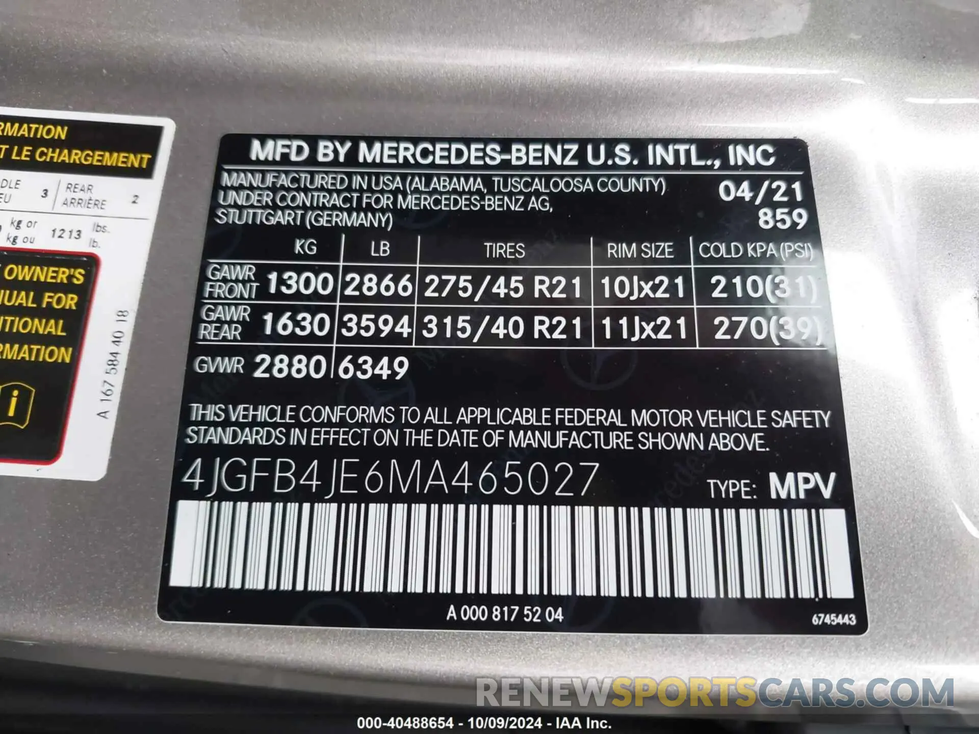 9 Photograph of a damaged car 4JGFB4JE6MA465027 MERCEDES-BENZ GLE 350 2021