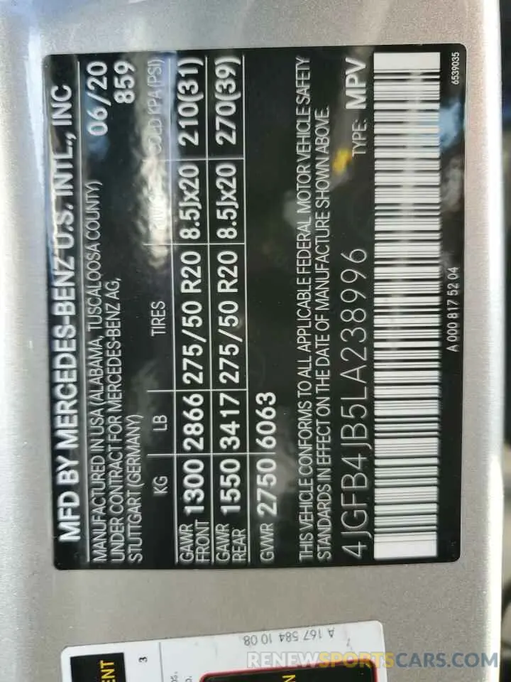 16 Фотография поврежденного автомобиля 4JGFB4JB5LA238996 MERCEDES-BENZ GLE-CLASS 2020