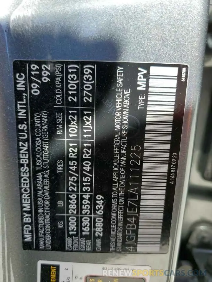 15 Фотография поврежденного автомобиля 4JGFB4JE7LA111225 MERCEDES-BENZ GLE-CLASS 2020