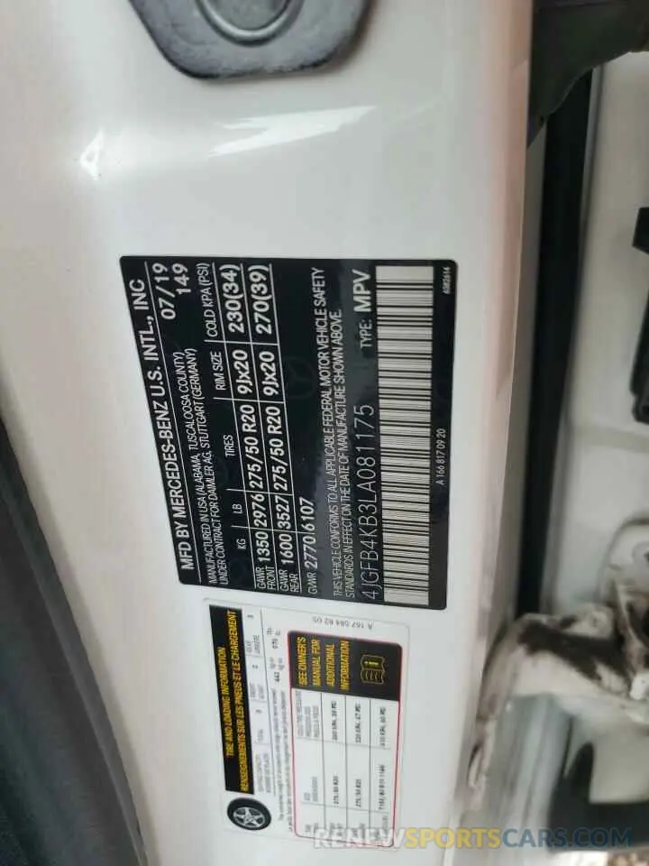 13 Фотография поврежденного автомобиля 4JGFB4KB3LA081175 MERCEDES-BENZ GLE-CLASS 2020