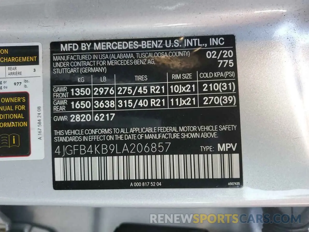 13 Photograph of a damaged car 4JGFB4KB9LA206857 MERCEDES-BENZ GLE-CLASS 2020