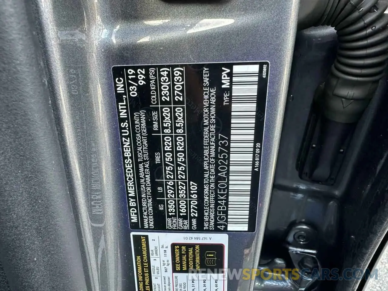 10 Photograph of a damaged car 4JGFB4KE0LA025737 MERCEDES-BENZ GLE-CLASS 2020