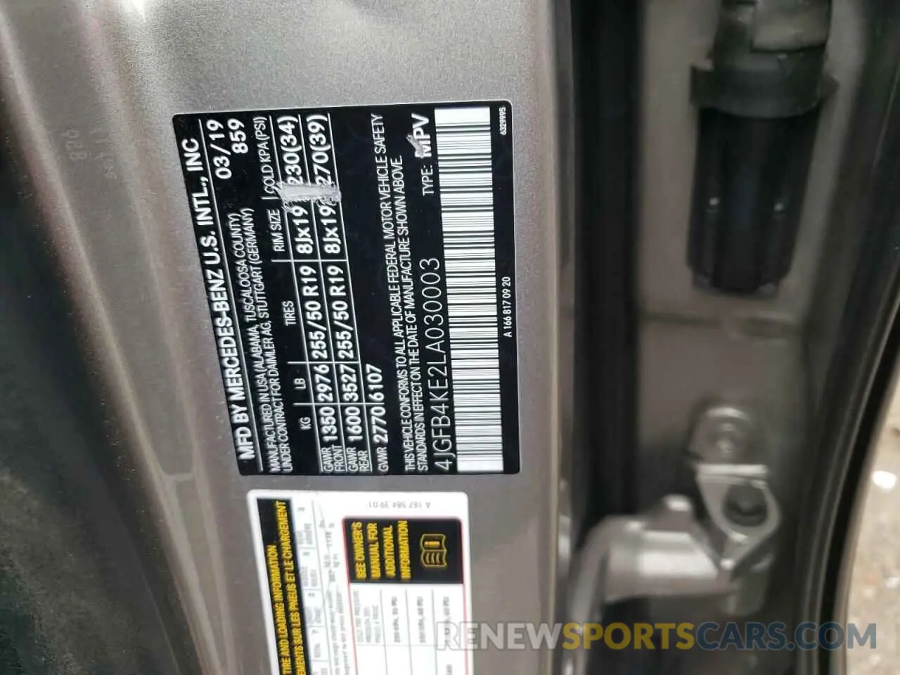 12 Photograph of a damaged car 4JGFB4KE2LA030003 MERCEDES-BENZ GLE-CLASS 2020