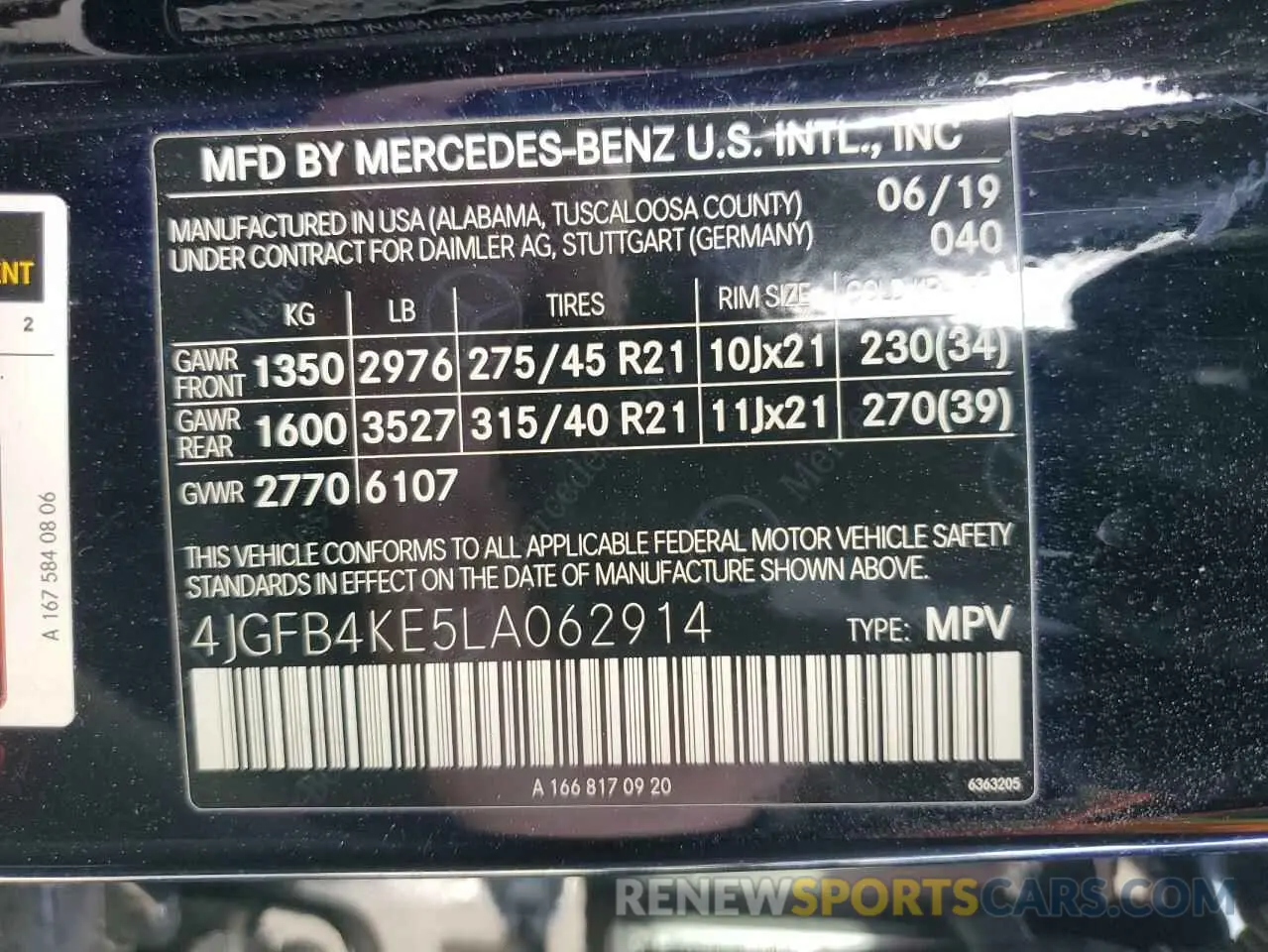 14 Photograph of a damaged car 4JGFB4KE5LA062914 MERCEDES-BENZ GLE-CLASS 2020
