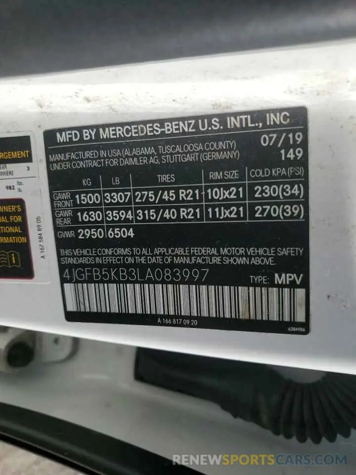 16 Фотография поврежденного автомобиля 4JGFB5KB3LA083997 MERCEDES-BENZ GLE-CLASS 2020