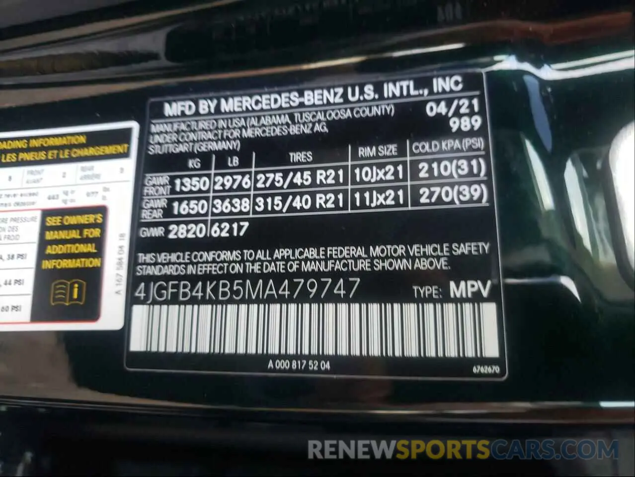 10 Photograph of a damaged car 4JGFB4KB5MA479747 MERCEDES-BENZ GLE-CLASS 2021