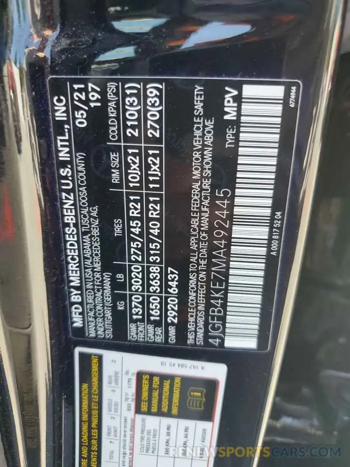 14 Photograph of a damaged car 4JGFB4KE7MA492445 MERCEDES-BENZ GLE-CLASS 2021
