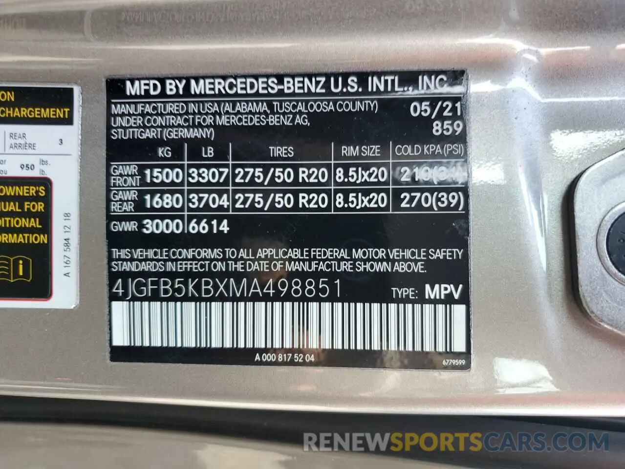 14 Photograph of a damaged car 4JGFB5KBXMA498851 MERCEDES-BENZ GLE-CLASS 2021