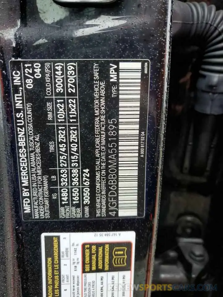 13 Фотография поврежденного автомобиля 4JGFD6BB0MA551895 MERCEDES-BENZ GLE-CLASS 2021