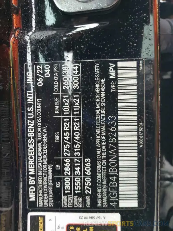 13 Photograph of a damaged car 4JGFB4JB0NA782633 MERCEDES-BENZ GLE-CLASS 2022