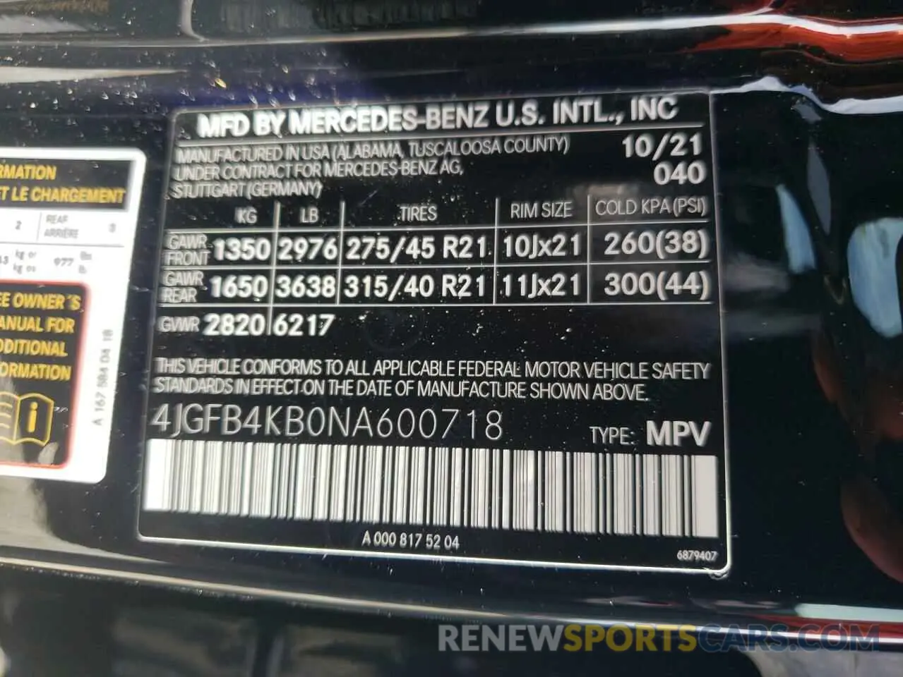 10 Photograph of a damaged car 4JGFB4KB0NA600718 MERCEDES-BENZ GLE-CLASS 2022