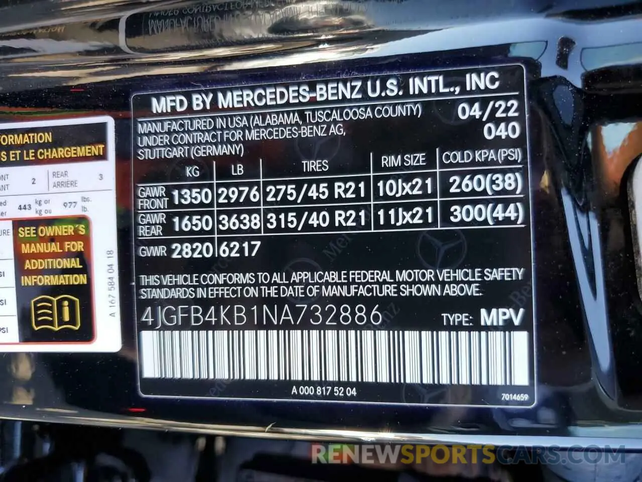 10 Photograph of a damaged car 4JGFB4KB1NA732886 MERCEDES-BENZ GLE-CLASS 2022