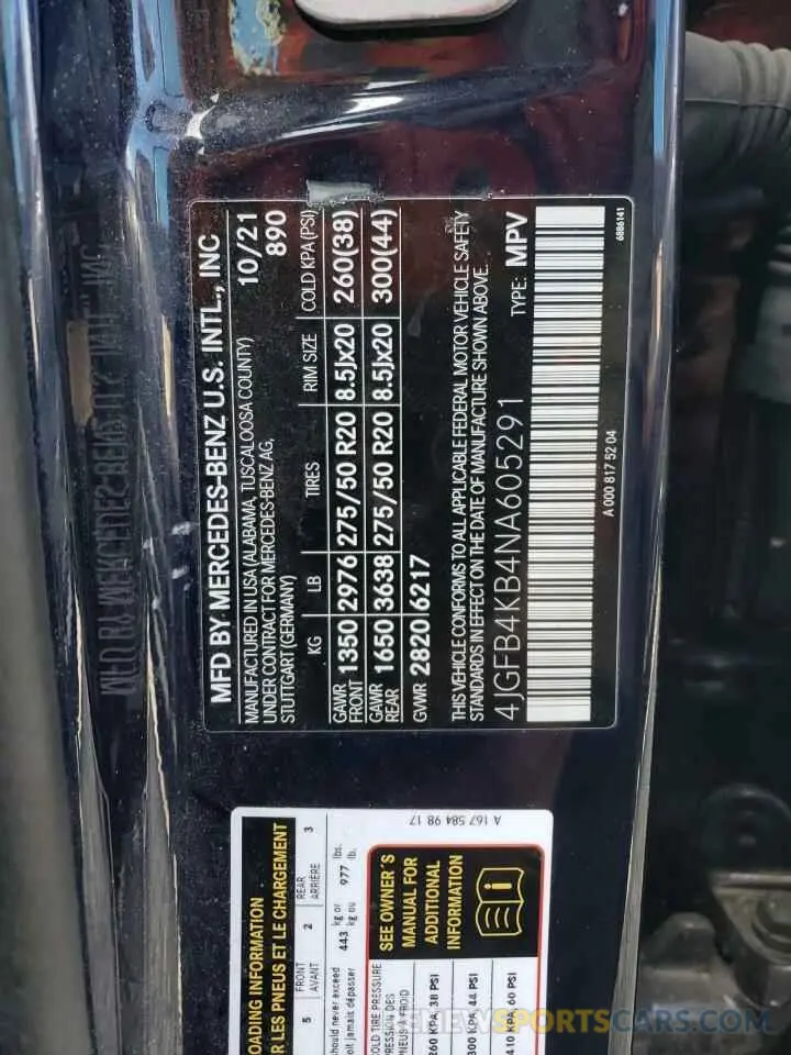 13 Фотография поврежденного автомобиля 4JGFB4KB4NA605291 MERCEDES-BENZ GLE-CLASS 2022