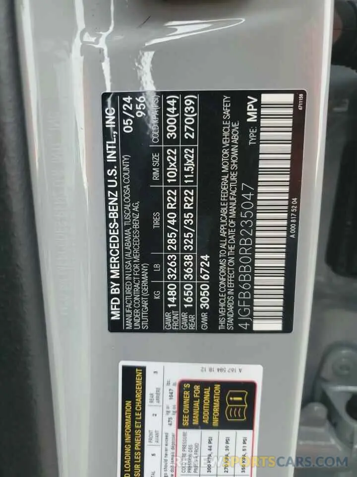 12 Фотография поврежденного автомобиля 4JGFB6BB0RB235047 MERCEDES-BENZ GLE-CLASS 2024