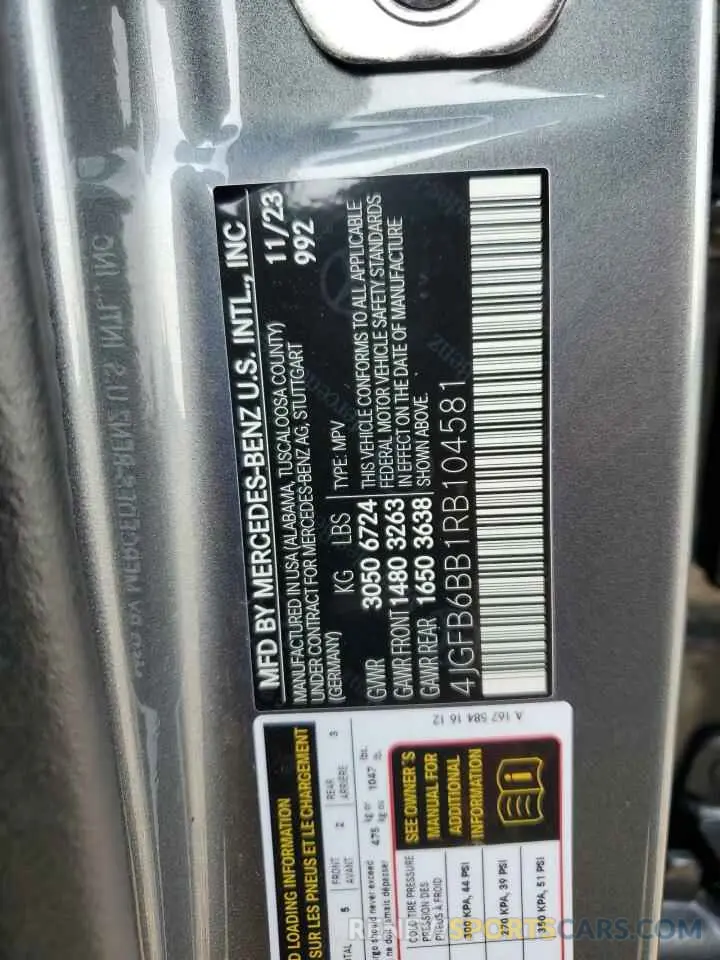 14 Фотография поврежденного автомобиля 4JGFB6BB1RB104581 MERCEDES-BENZ GLE-CLASS 2024