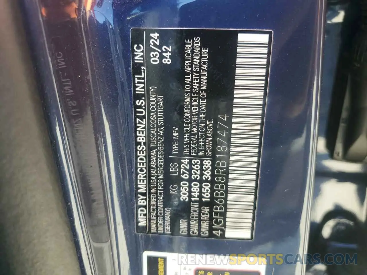 14 Photograph of a damaged car 4JGFB6BB8RB187474 MERCEDES-BENZ GLE-CLASS 2024