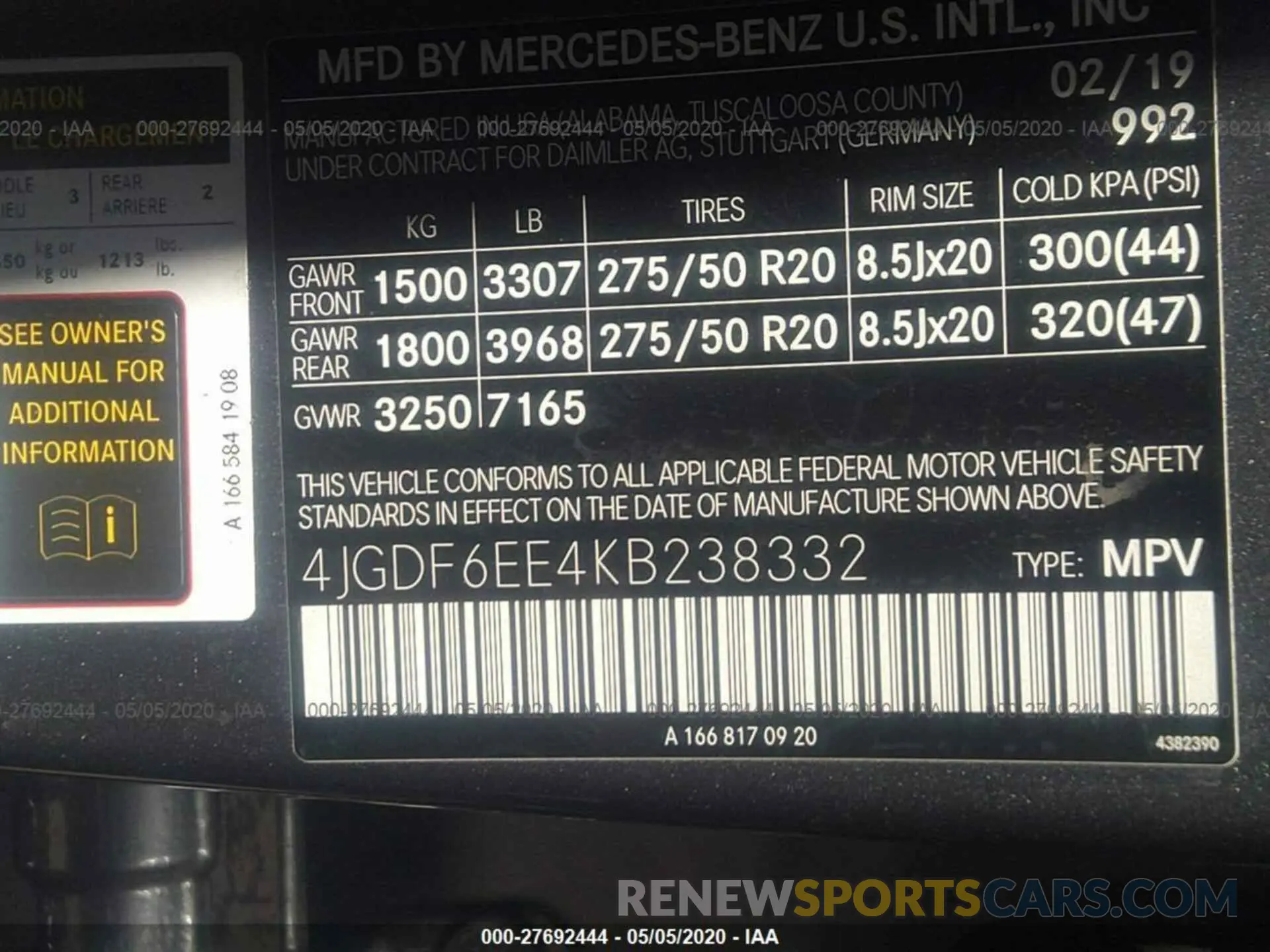 9 Photograph of a damaged car 4JGDF6EE4KB238332 MERCEDES-BENZ GLS 2019