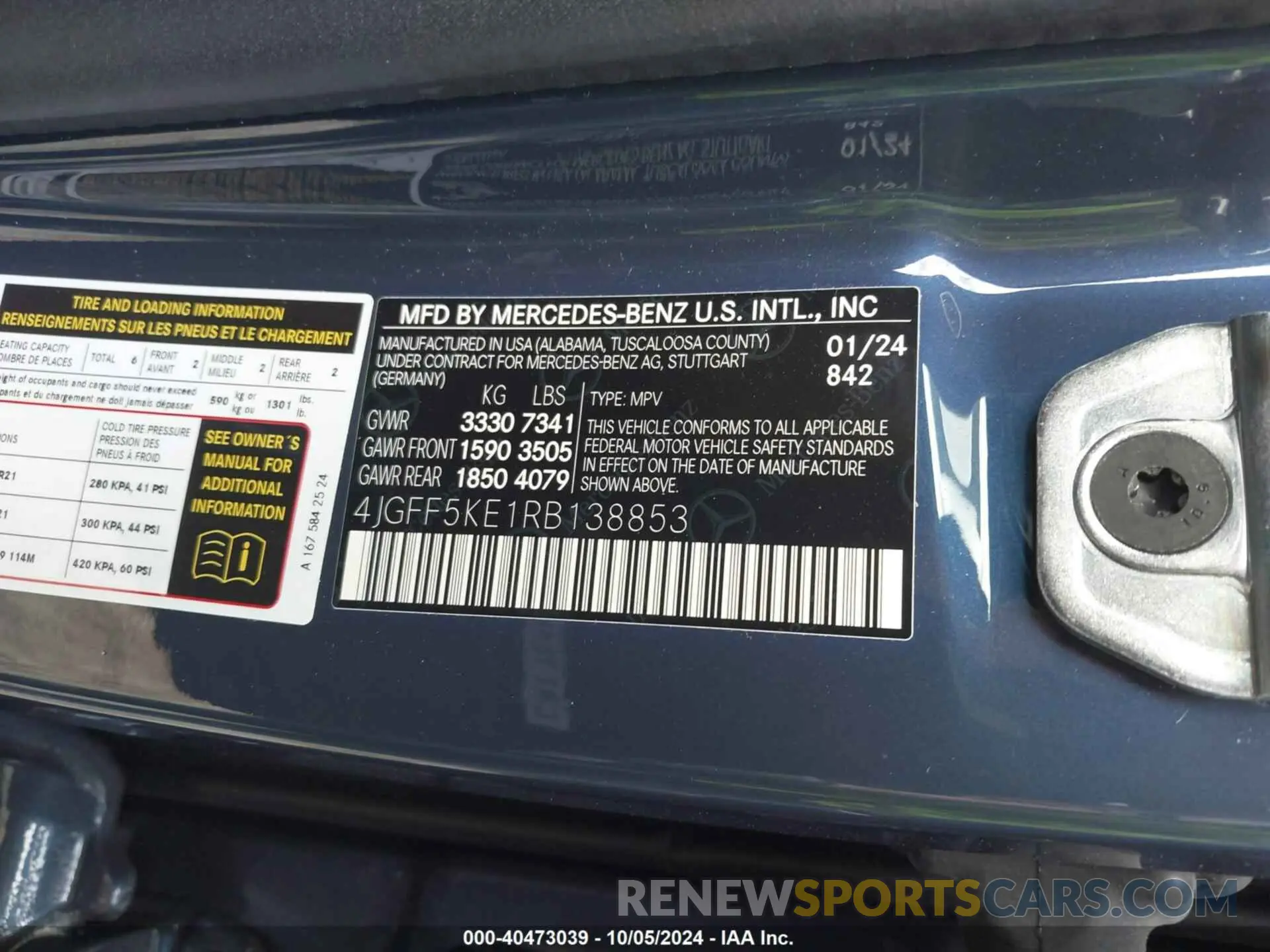 9 Photograph of a damaged car 4JGFF5KE1RB138853 MERCEDES-BENZ GLS 2024