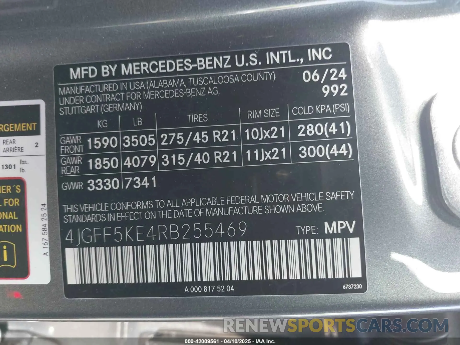 9 Photograph of a damaged car 4JGFF5KE4RB255469 MERCEDES-BENZ GLS 2024