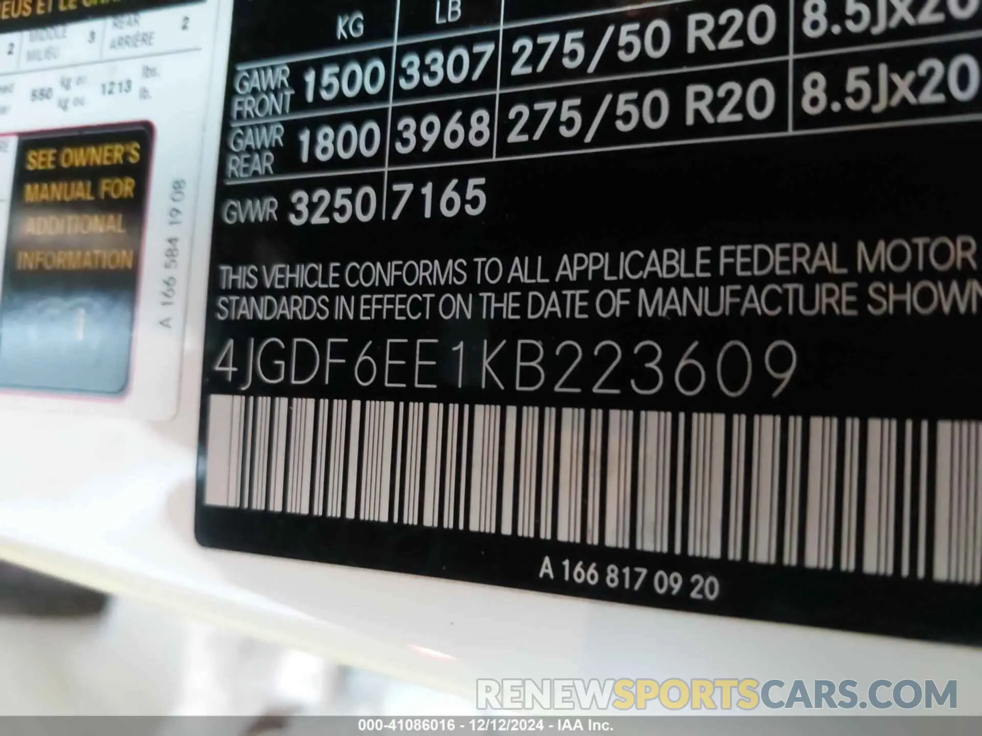 9 Photograph of a damaged car 4JGDF6EE1KB223609 MERCEDES-BENZ GLS 450 2019