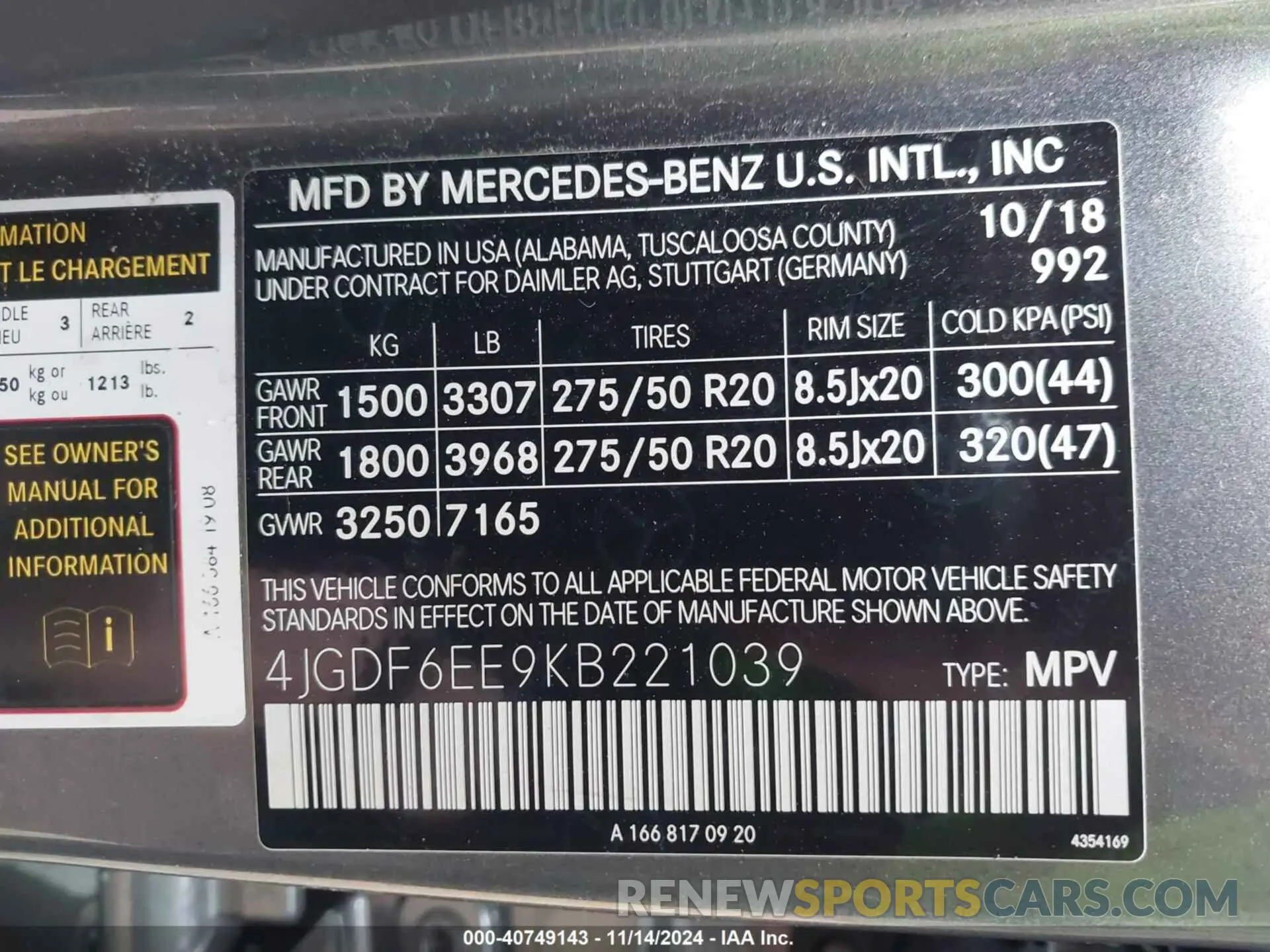 9 Photograph of a damaged car 4JGDF6EE9KB221039 MERCEDES-BENZ GLS 450 2019