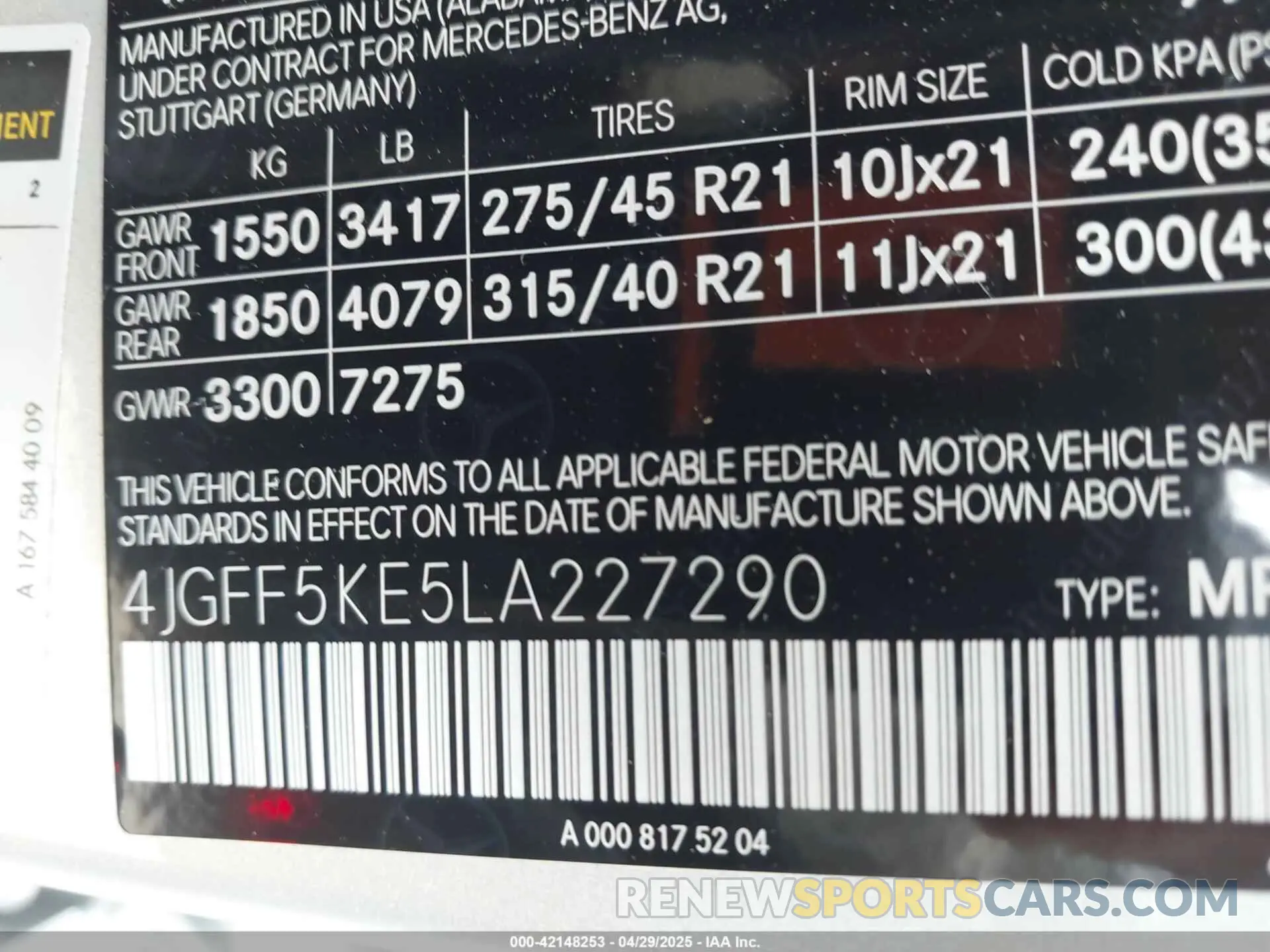 9 Фотография поврежденного автомобиля 4JGFF5KE5LA227290 MERCEDES-BENZ GLS 450 2020