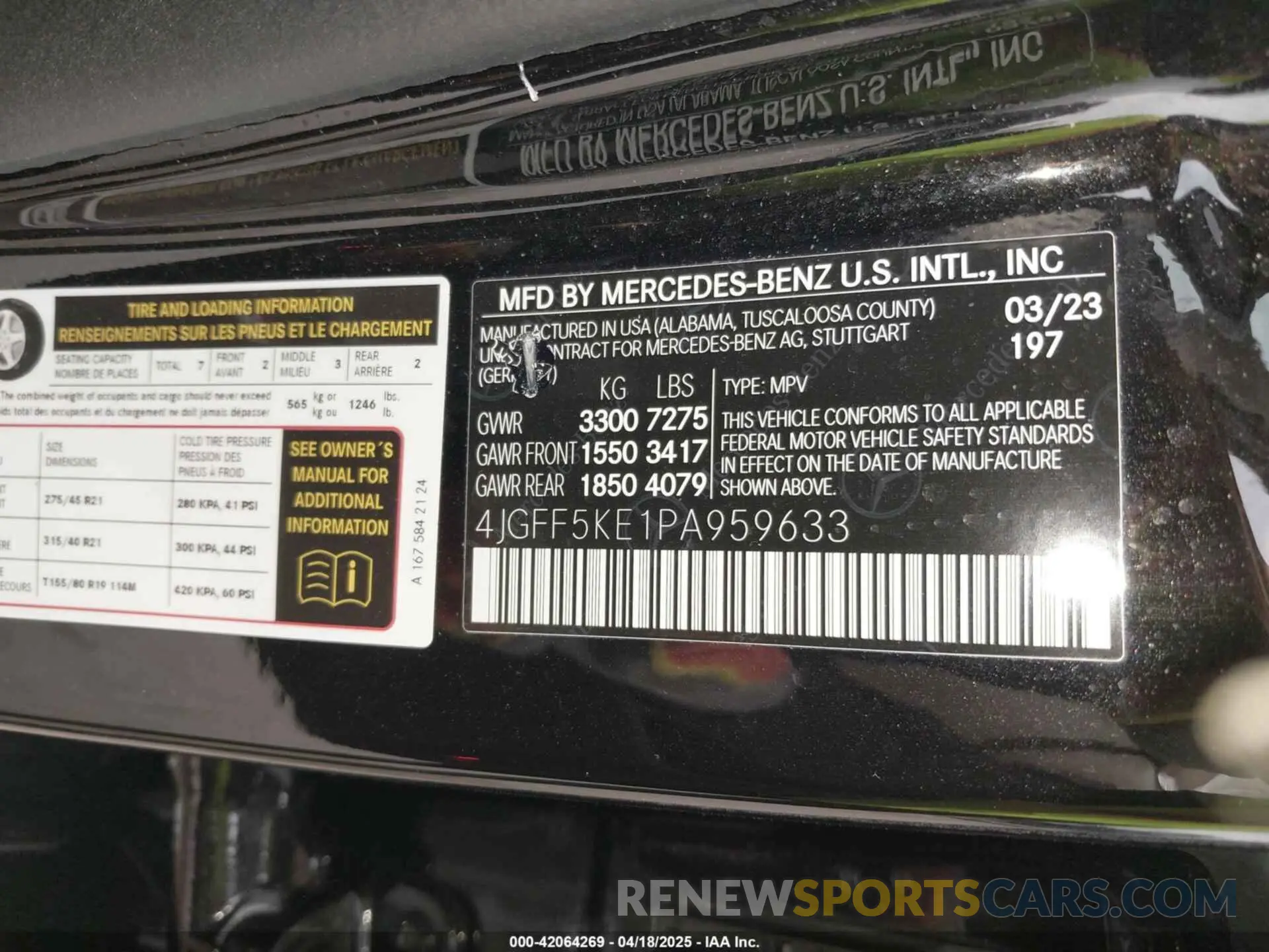 9 Photograph of a damaged car 4JGFF5KE1PA959633 MERCEDES-BENZ GLS 450 2023
