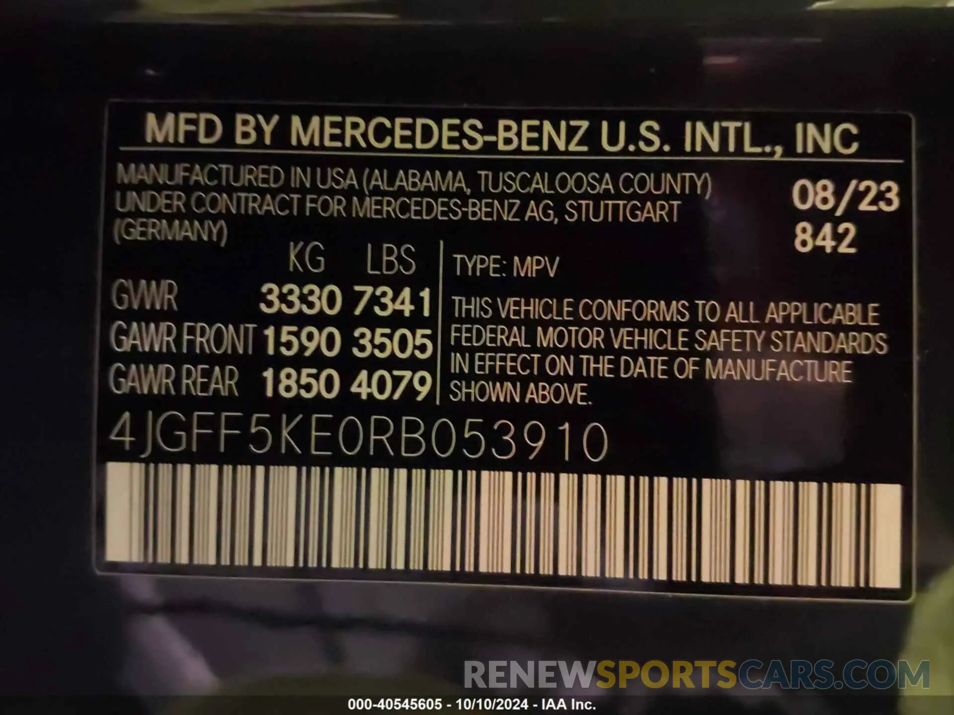 9 Photograph of a damaged car 4JGFF5KE0RB053910 MERCEDES-BENZ GLS 450 2024