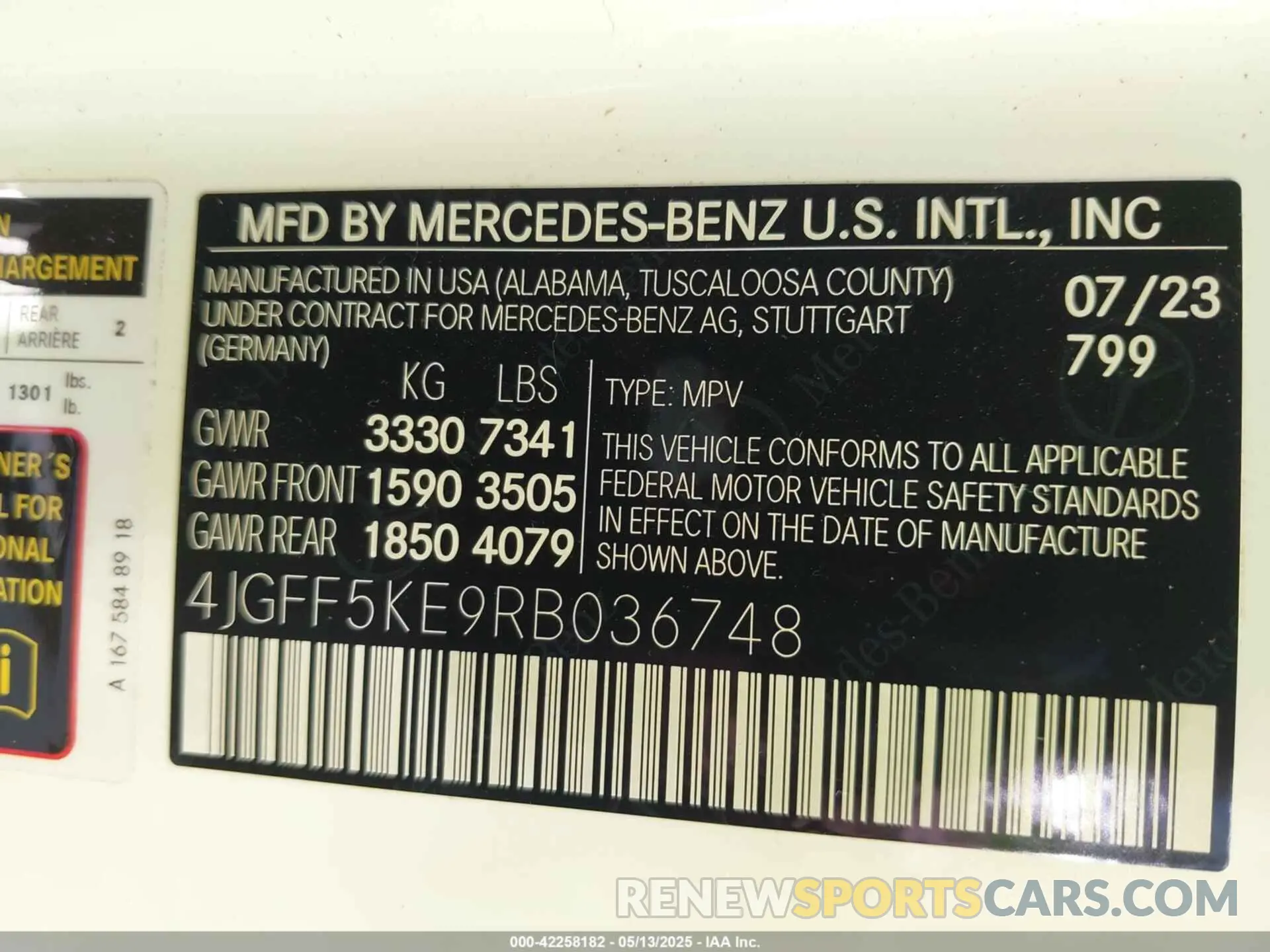 9 Photograph of a damaged car 4JGFF5KE9RB036748 MERCEDES-BENZ GLS 450 2024