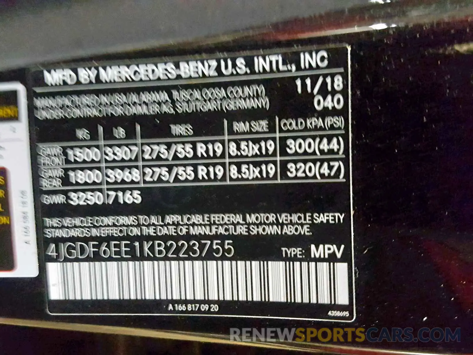 10 Photograph of a damaged car 4JGDF6EE1KB223755 MERCEDES-BENZ GLS 450 4M 2019
