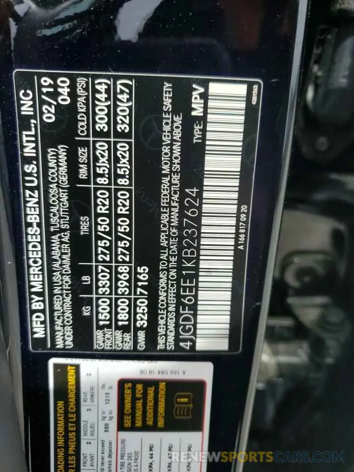 13 Фотография поврежденного автомобиля 4JGDF6EE1KB237624 MERCEDES-BENZ GLS-CLASS 2019