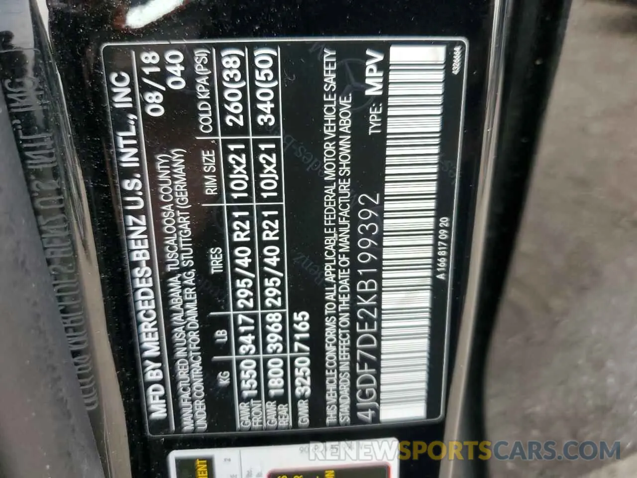 14 Фотография поврежденного автомобиля 4JGDF7DE2KB199392 MERCEDES-BENZ GLS-CLASS 2019