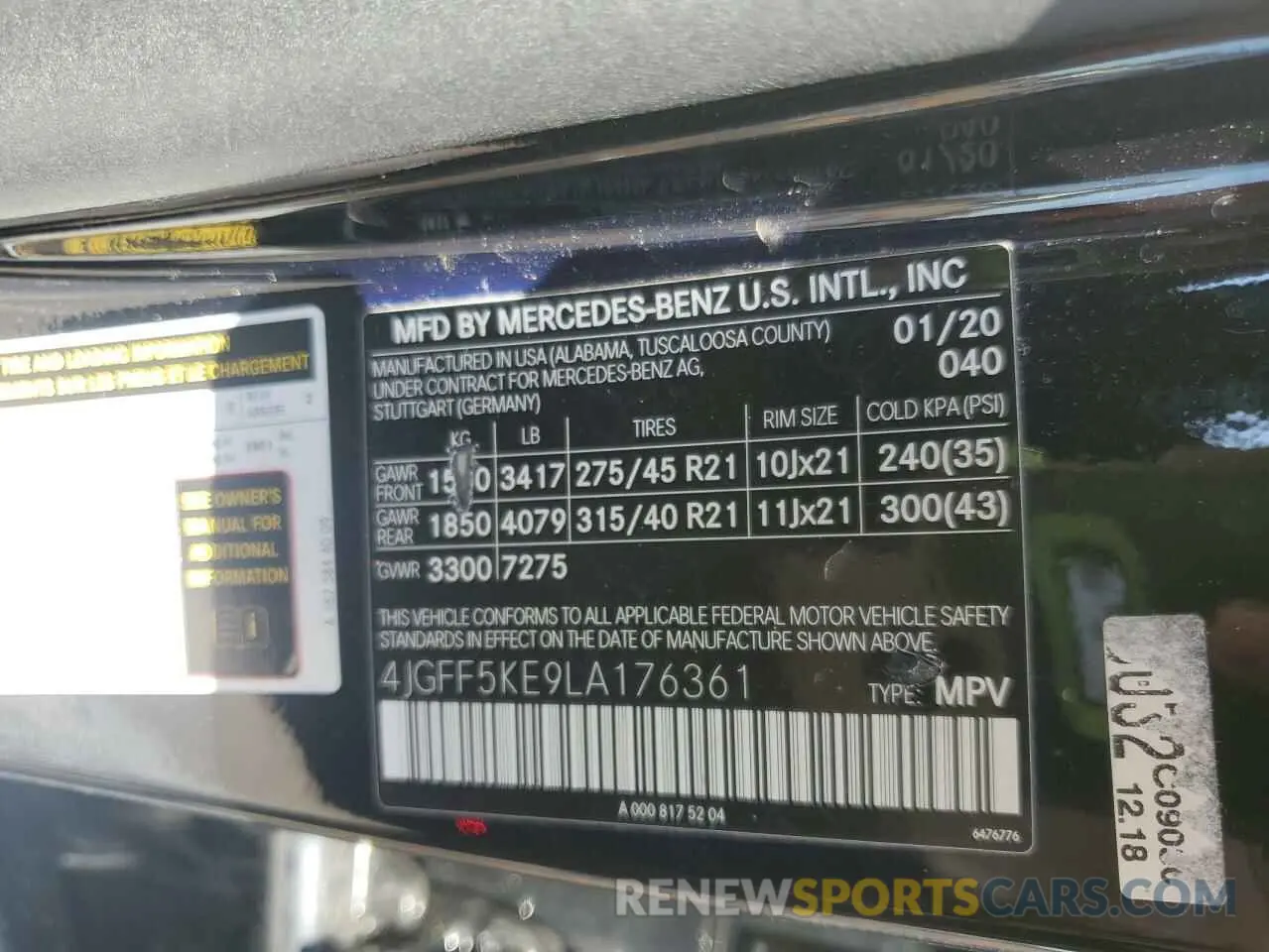 13 Photograph of a damaged car 4JGFF5KE9LA176361 MERCEDES-BENZ GLS-CLASS 2020