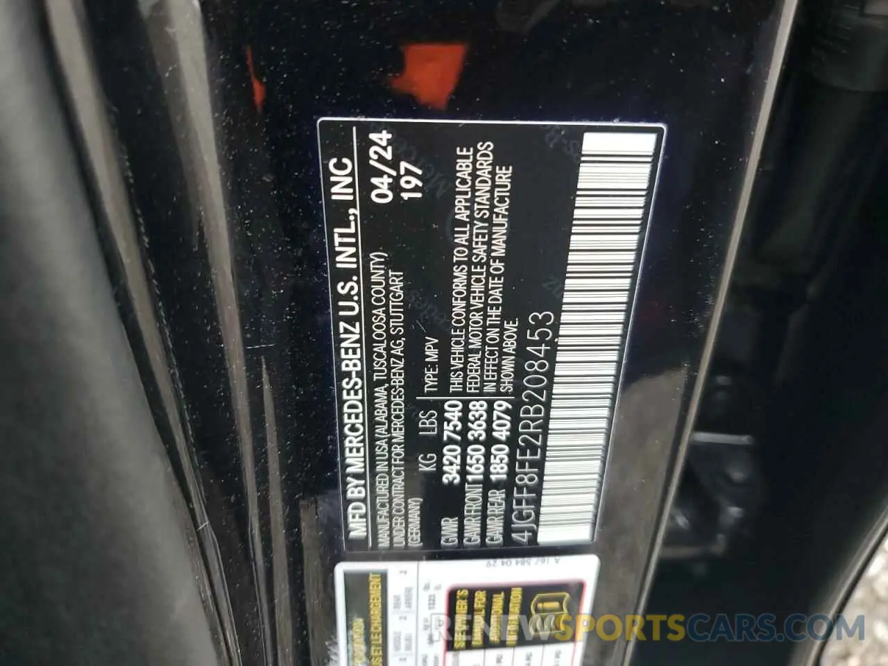 13 Photograph of a damaged car 4JGFF8FE2RB208453 MERCEDES-BENZ GLS-CLASS 2024