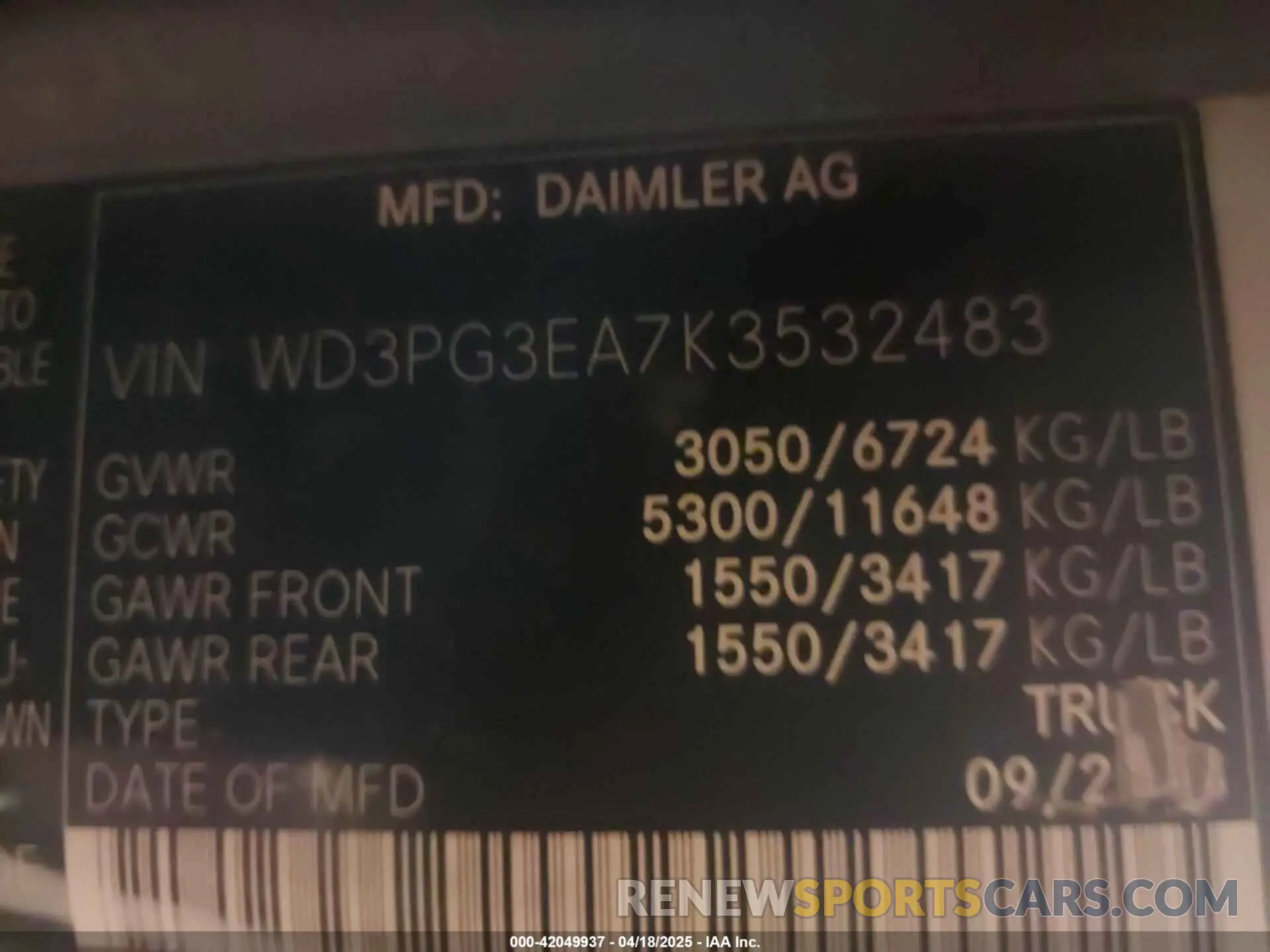 9 Photograph of a damaged car WD3PG3EA7K3532483 MERCEDES-BENZ METRIS 2019