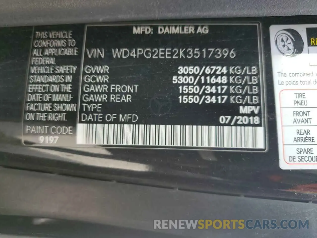 13 Photograph of a damaged car WD4PG2EE2K3517396 MERCEDES-BENZ METRIS 2019