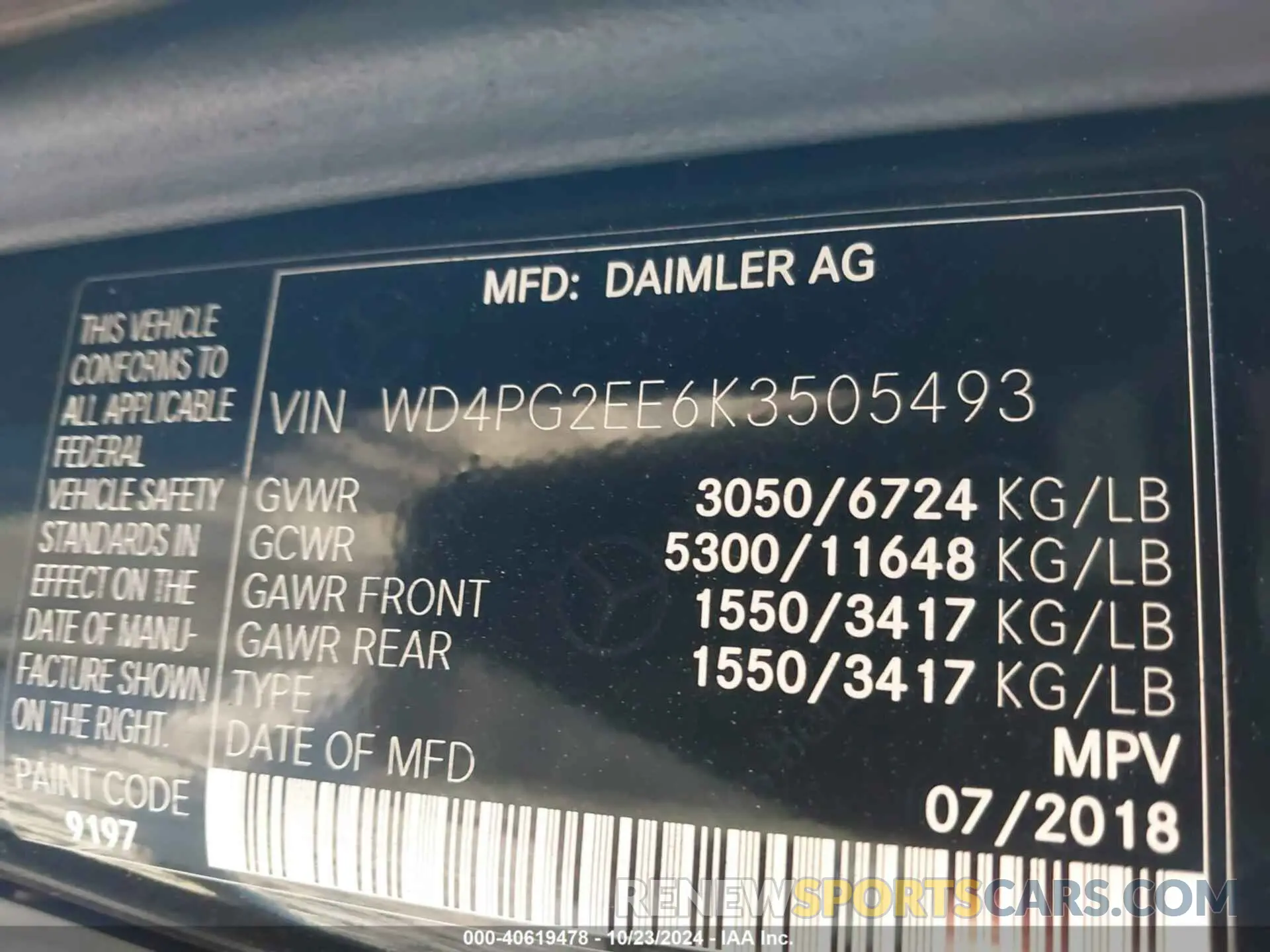 9 Photograph of a damaged car WD4PG2EE6K3505493 MERCEDES-BENZ METRIS 2019